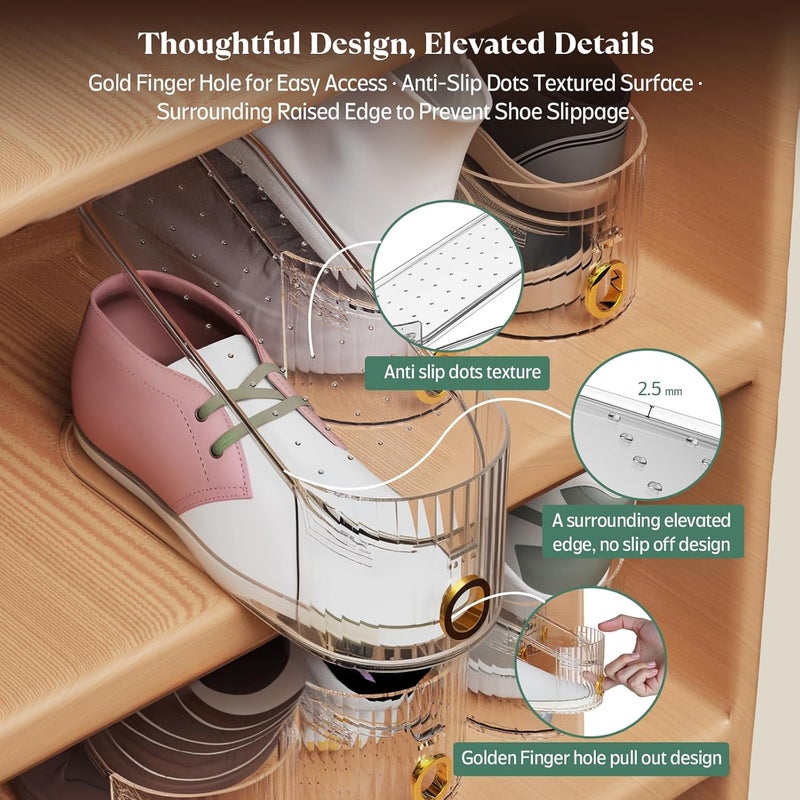 SummerVines Clear 10 Pack Shoe Slot Organizer, Shoe Stacker Organizer Holders for A Pair of Shoes, Adjustable Thickening Double Layer 50% Shoe Space Saver Rack Storage for Closet (clear, 10 Pack) - Image 5